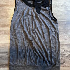 LOFT Charcoal Tank Top with Black Bow Detail